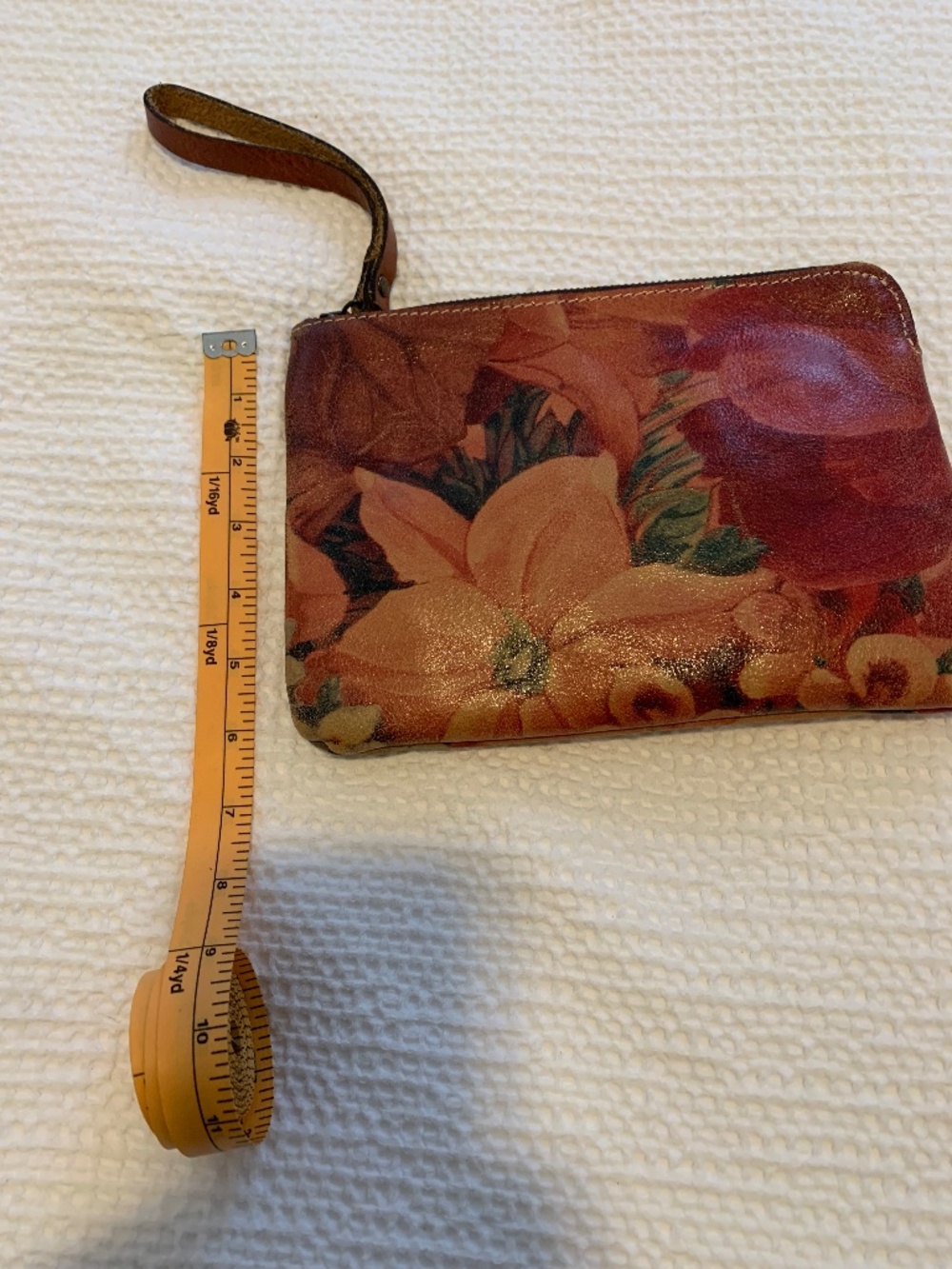 Patricia Nash Leather Wristlet Vintage Floral Zip Pouch Clutch